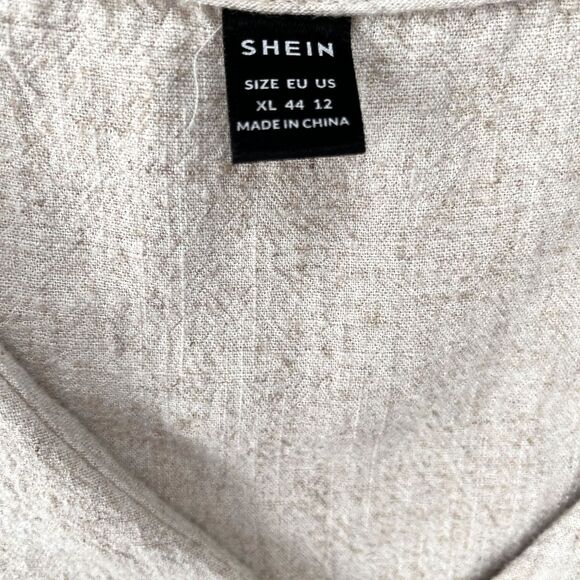 Shein Maternity Button Front Peplum Blouse Size XL Linen Blend - Picture 11 of 12
